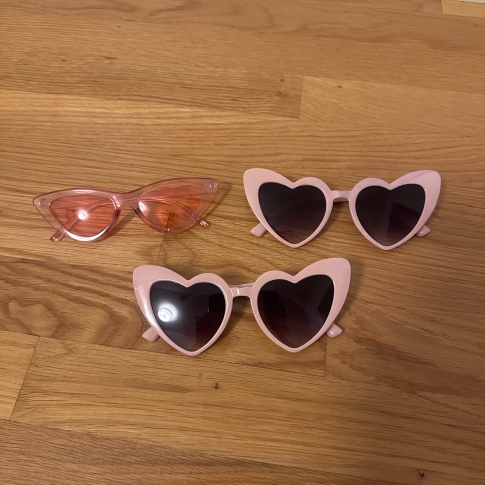 3 Pink Heart Cat-Eye Sunglasses for Women - Cute Fashion Shades
